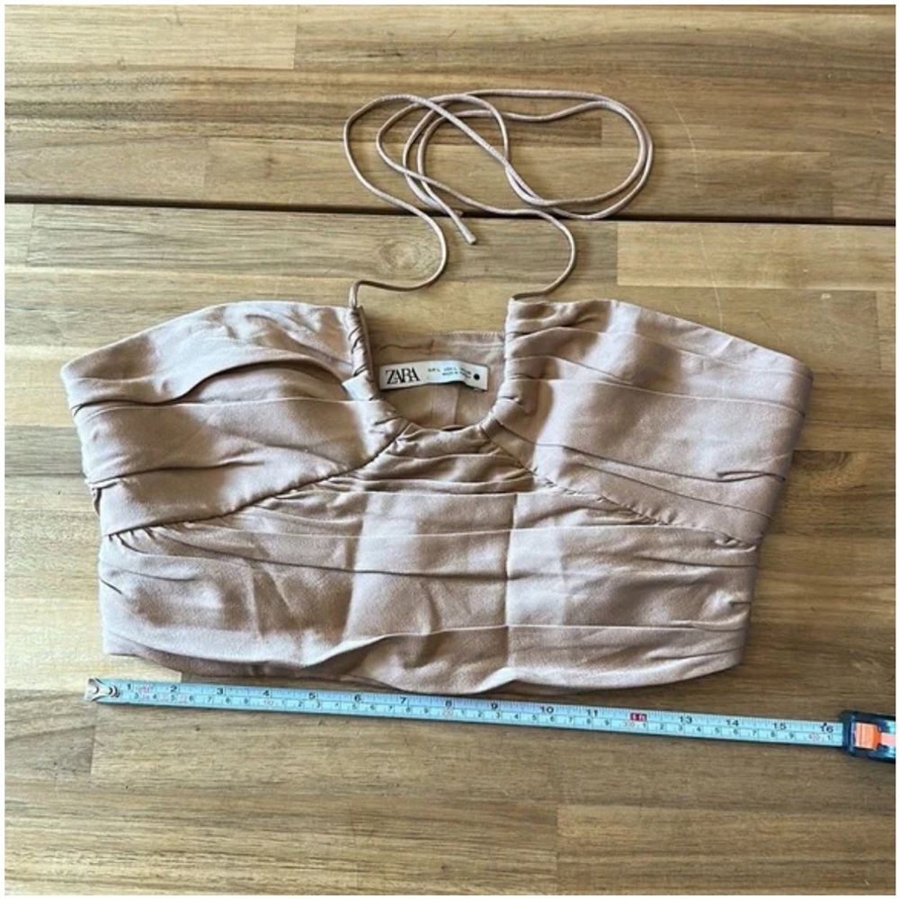 Zara Tan Ruched Crop Top - Picture 10 of 14